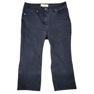 Vintage Penman's Women's Jeans Y2K Size 8 Black Embroidered Capris Stretchy